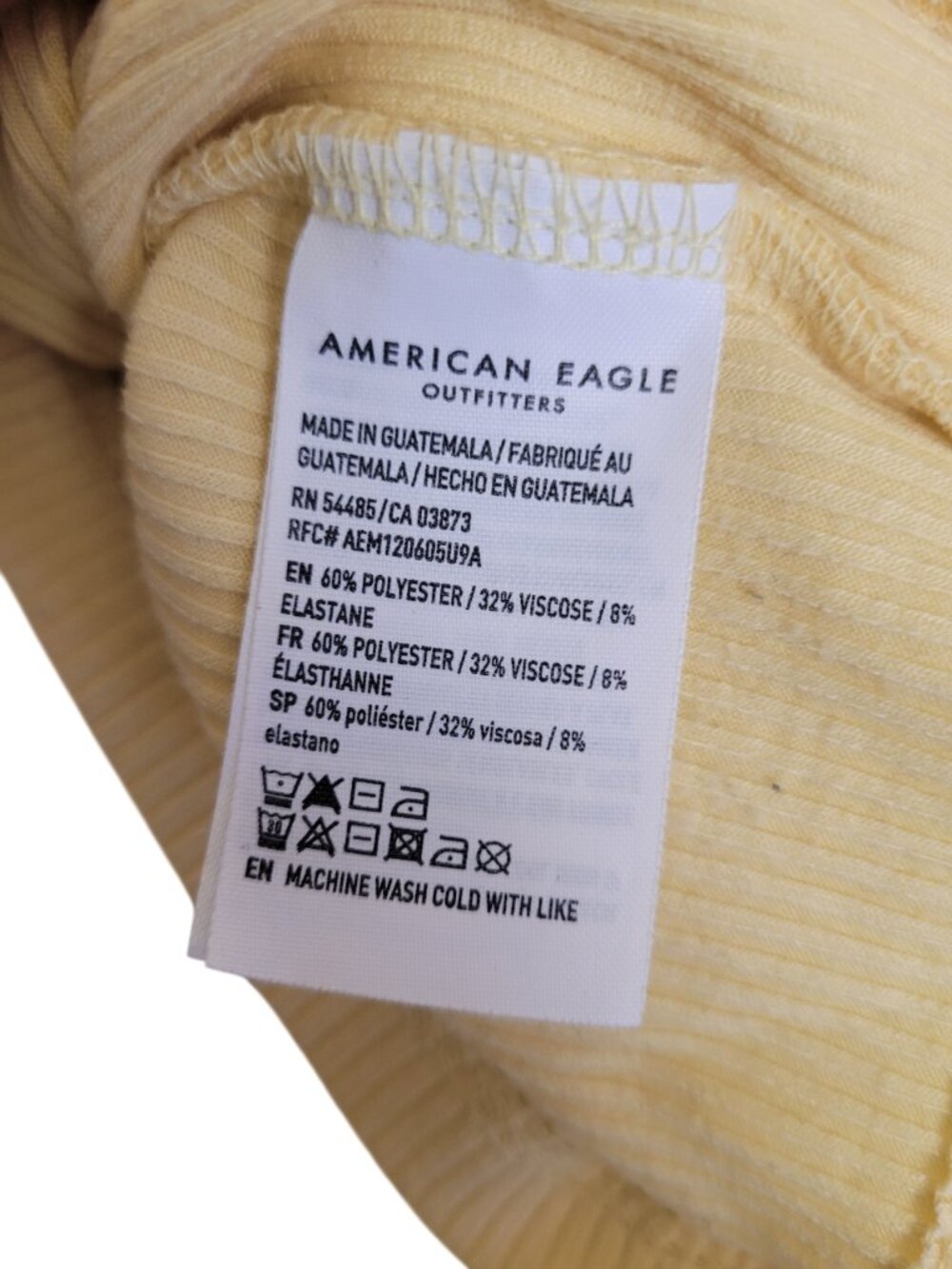 American Eagle Yellow Ribbed Cropped Bandeau Top - Picture 6 of 6